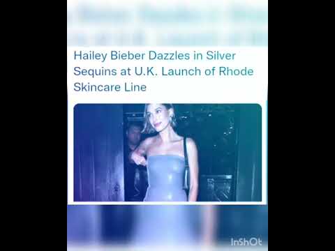 Hailey Bieber Dazzles in Silver Sequins at U.K. Launch of Rhode Skincare Line