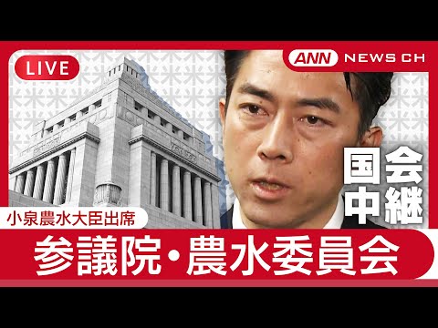 ニュースの動画サムネイル - 【国会中継ライブ】参議院・農林水産委員会  小泉農水大臣出席 何語る？【LIVE】(2025年6月10日) ANN/テレ朝