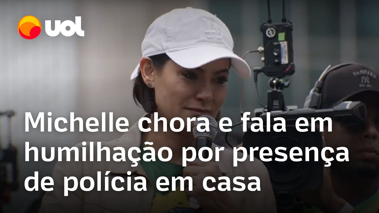 Michelle Bolsonaro chora durante ato em SP e fala em humilhação por presença de polícia em casa
