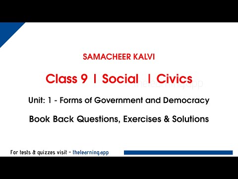 Forms of Government and Democracy | Unit 1 | Class 9 | Civics | Social | Samacheer Kalvi