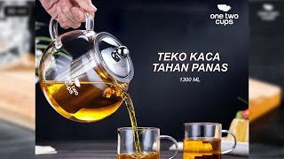 Pratinjau video produk One Two Cups Teko Teh Kaca Saringan Tahan Panas Api Infuser Teapot 1300ml - BR-352