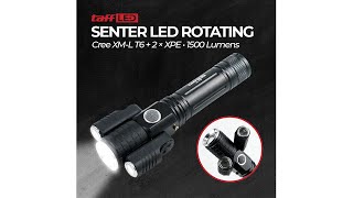 Pratinjau video produk TaffLED Senter LED Rotating Zoom Cree T6 + 2 x XPE 1500 Lm - KS-738