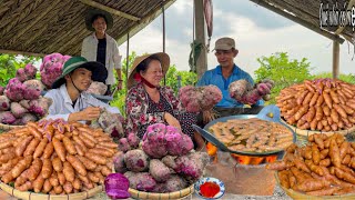 Bánh Khoai Mỡ Chiên Giòn | Hương Vị Bánh Quê Gia Đình Thu Hoạch Khoai Mỡ Tím || Yam cake