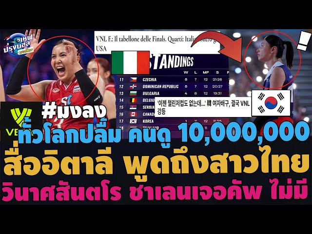 #ด่วน ทั่วโลกปลื้ม! อิตาลี ยังพูดถึงสาวไทย!กลบTOP1VNLคนดูนับ10ล้าน วินาศเกาหลี FIVBยกเลิกชาเลนจ์คัพ
