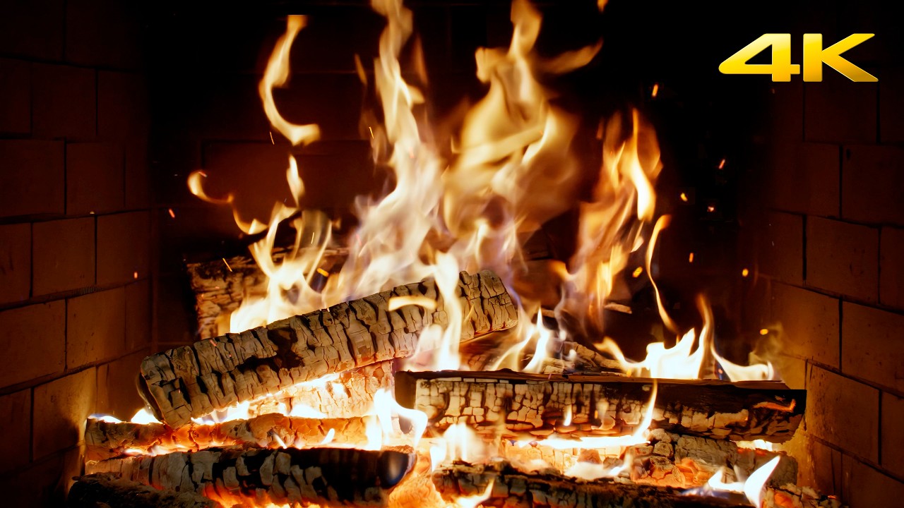 🔥 The MOST COZY FIREPLACE with PEACEFUL FIRE SOUNDS and DIM ROOM GLOW for SOFT CHRISTMAS BACKGROUND