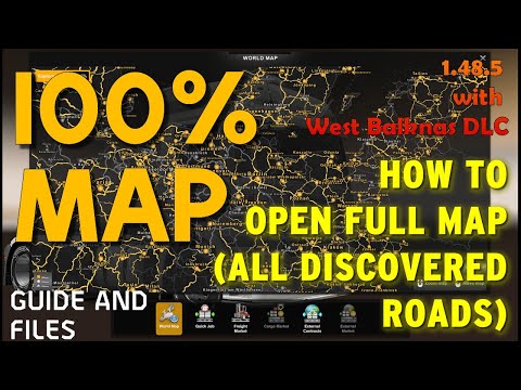 100% Opened Map in ETS2 Profile with all DLC (incl. Balkans) 1.48.5