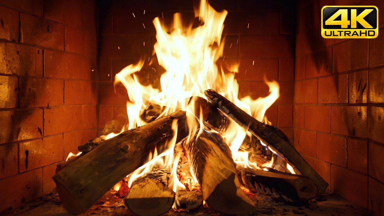 🔥 Winter Fireplace (12 Hours) – Natural Wood Pops and Warm Glow for Gentle Nighttime Relaxation
