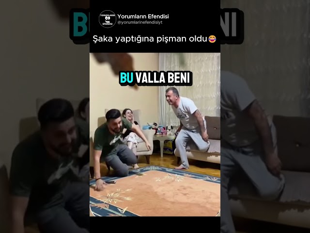 Babasının yanında eşine şaka yapmak istedi ancak pişman oldu😂