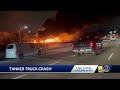 Driver hospitalized after tanker fire in Pikesville  - 02:10 min - News - Video