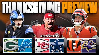 NFL Thanksgiving Preview: Packers-Lions, Chiefs-Cowboys, Bengals-Ravens | Predictions + Picks to Win