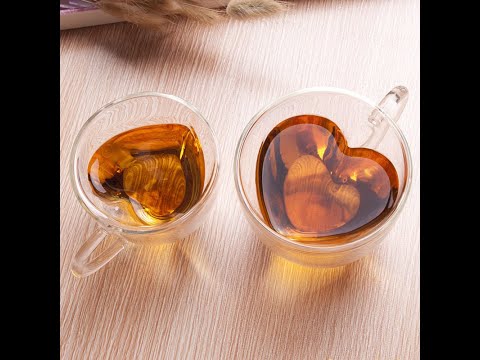 Heart Shaped Glass Cup Mug for Tea Coffee Wedding Gifts