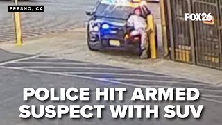 Fresno police release video showing officer hitting suspect with patrol car