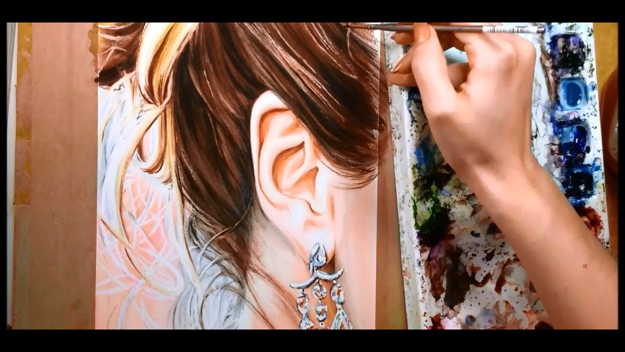 How to Paint Hair and Ears - Watercolor Portrait Tutorial - YouTube