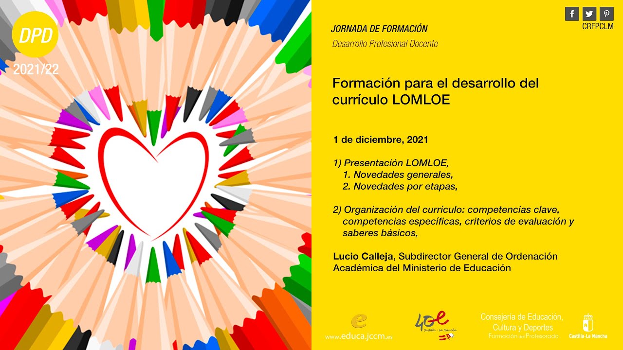 #Jornadas_CRFPCLM: Formación para el desarrollo del currículo LOMLOE - Lucio Calleja (01/12/2021)