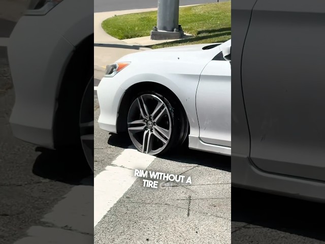 This girl was driving without a tire 😂