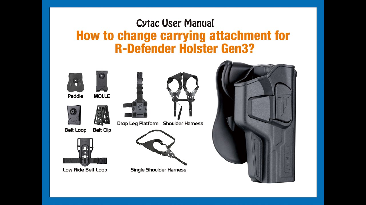 Cytac User Manual - How to change carrying attachments for R-Defender Holster Gen3?