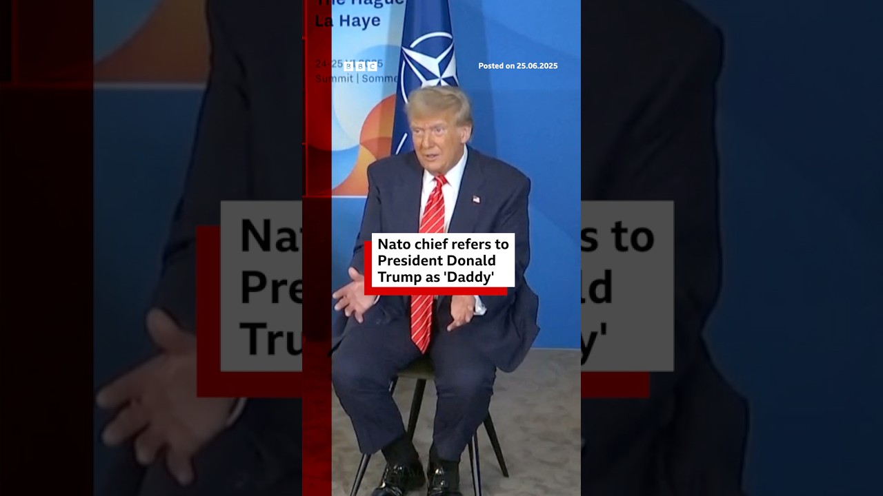 Nato boss commends 'daddy' Trump's handling of Israel-Iran conflict. #Nato #Trump #BBCNews