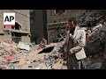 Homes damaged in neighborhood in Sanaa, Yemen after Israeli strikes