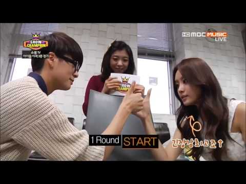 131016 Jieun vs. f(x)'s Amber - Thumb Wrestling cut @ Show Champion