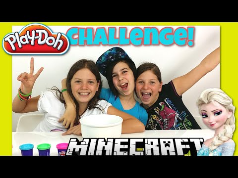 Play-Doh Challenge #2 - Minecraft and Frozen Build With My Friends The Twins