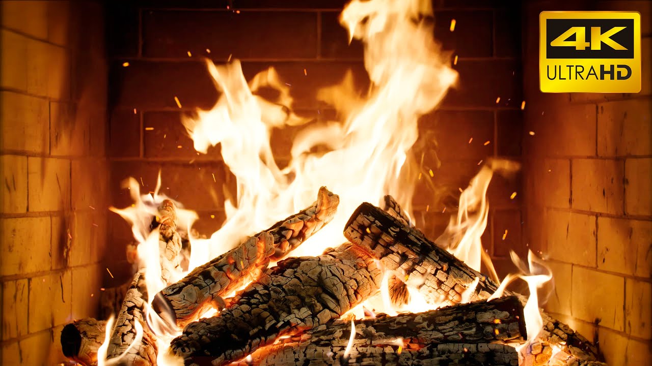 🔥 BURNING Fireplace (No MUSIC) with Real WOOD Fire with AUTHENTIC Crackles for GENTLE Evenings