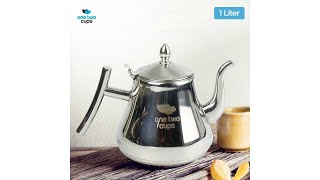 Pratinjau video produk One Two Cups Teko Air Teh Kopi Water Kettle Teapot 1L with Filter - HS4012