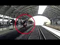 Footage: Man falls in front of oncoming train, rescued
