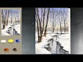 Without Sketch Landscape Watercolor - Winter River (3X speed, color name view) NAMIL ART