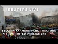 LIVE: Protesting Belgian farmers park tractors in front of EU Parliament
