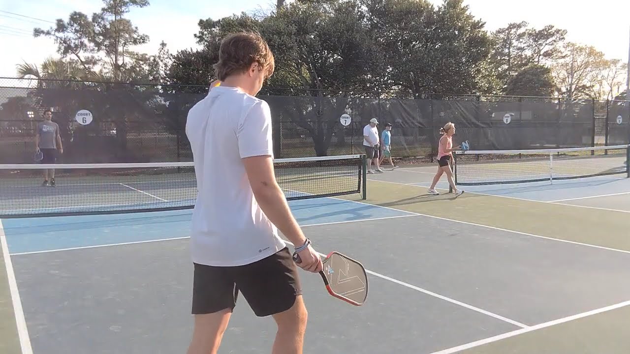 CRAZY BADMITTON BACKHAND SNAP! 4.5 Pickleball Rec Game at Midway Park in Myrtle Beach, SC