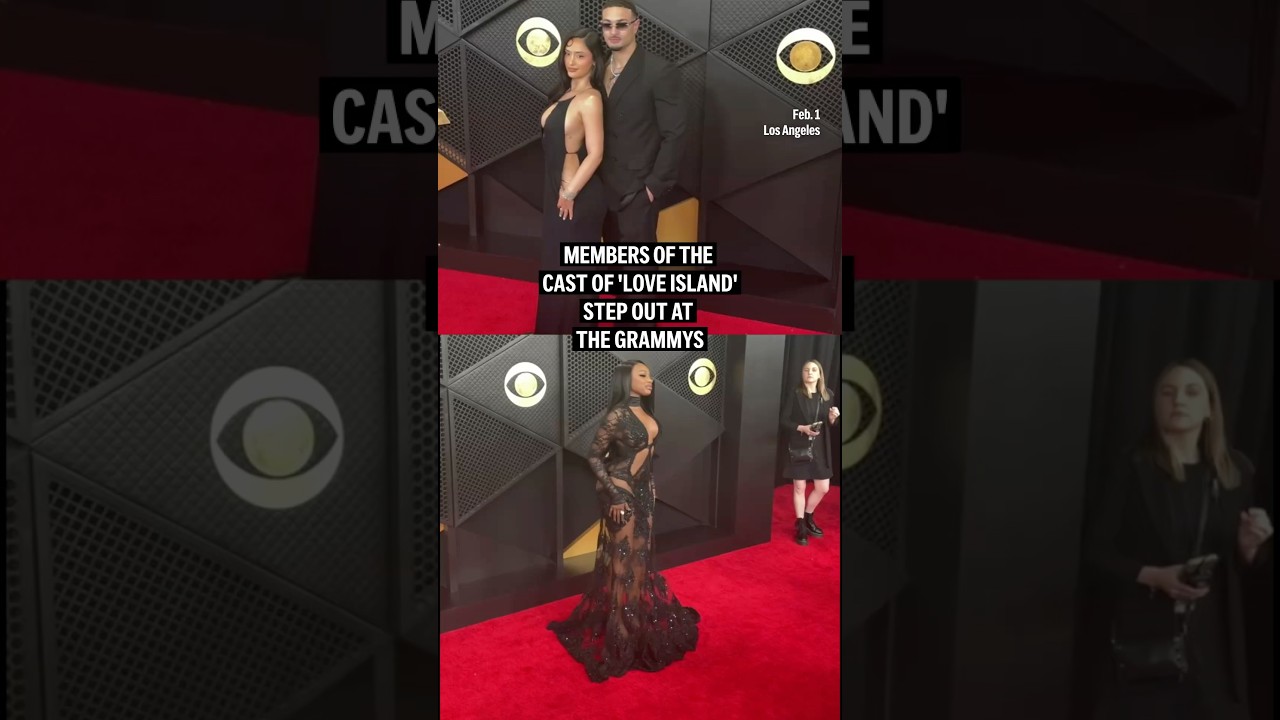 Members of the cast of “Love Island” step out at the Grammys