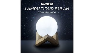 Pratinjau video produk TaffLED Lampu Tidur Bulan 3D Moon Night Light Lamp 3 Color 8cm 0.5W 5V - LD002701