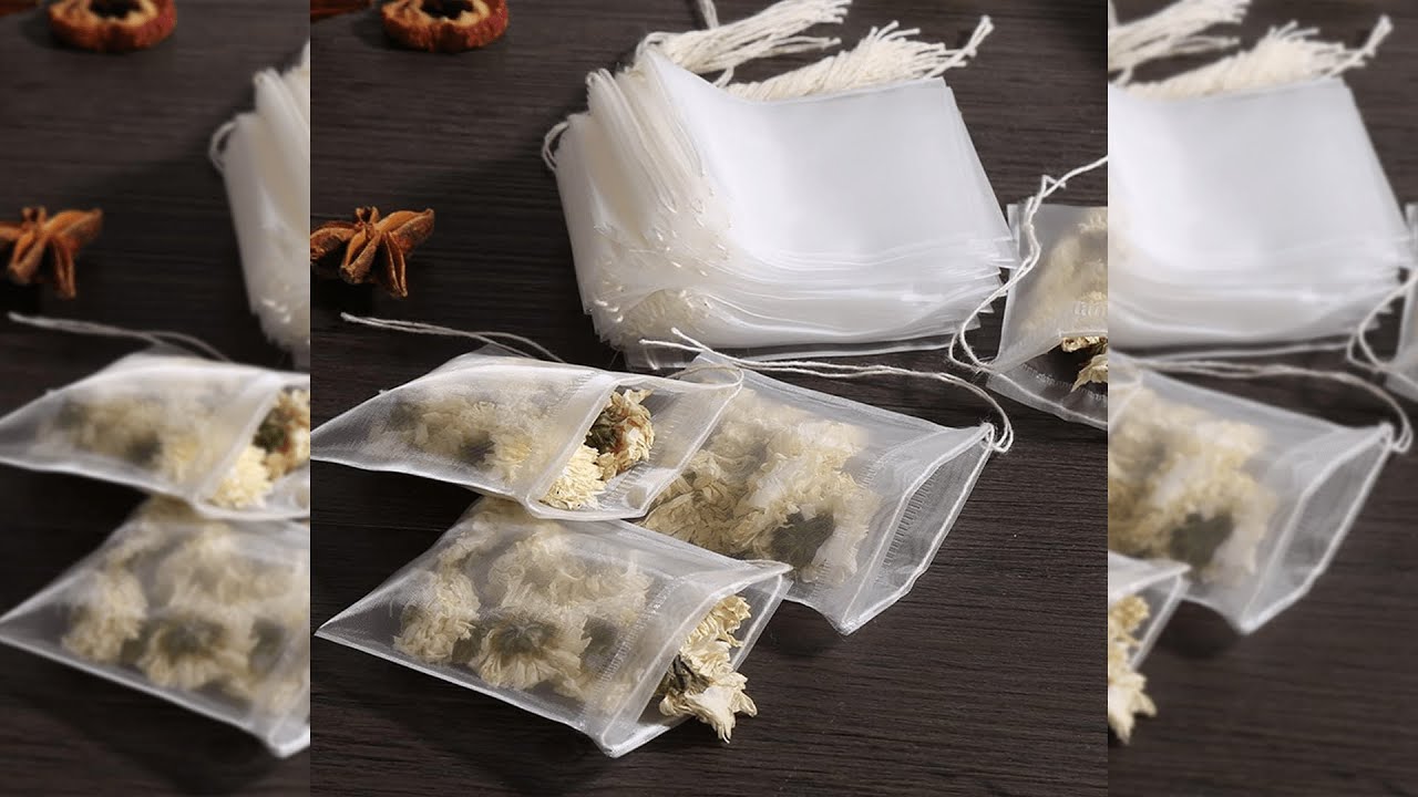 Pratinjau video produk One Two Cups Kantong Filter Saringan Teh Nilon Tea Disposable 50 PCS 7x9cm - M100