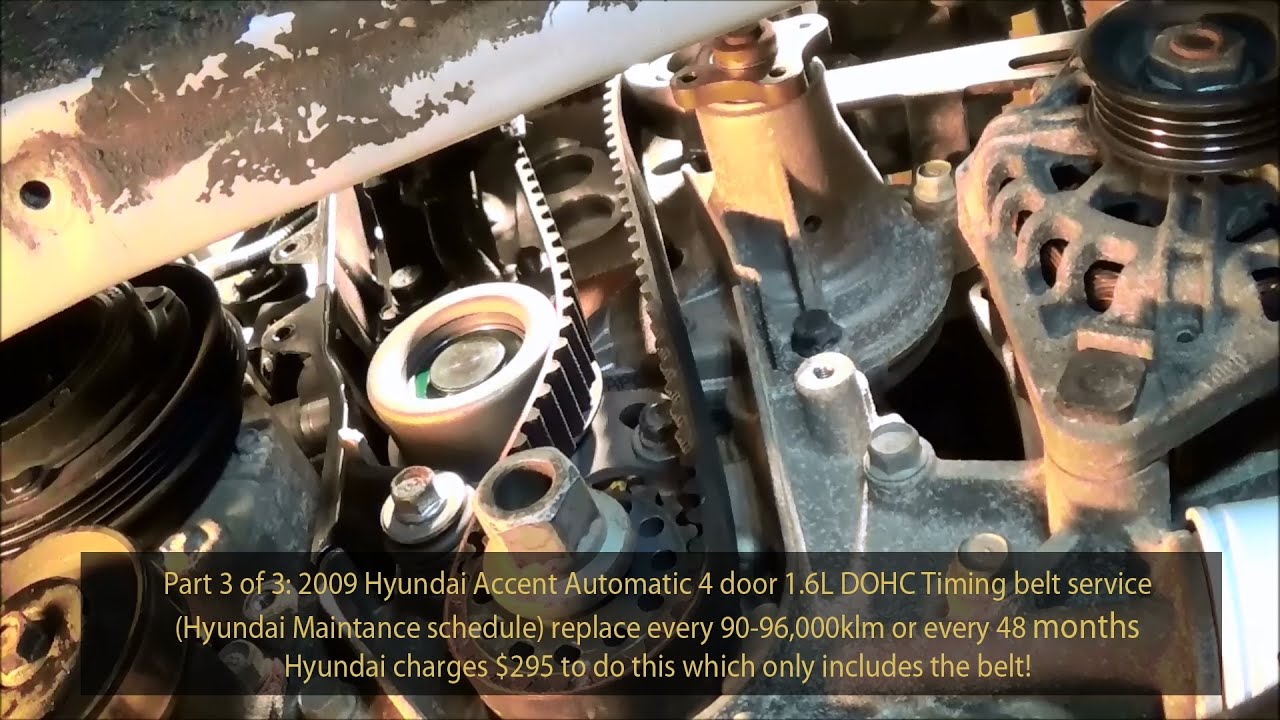 2009 Hyundai Accent 1.6L GLS DOHC Timing belt service Part ... 2010 kia rio engine cylinder diagram 