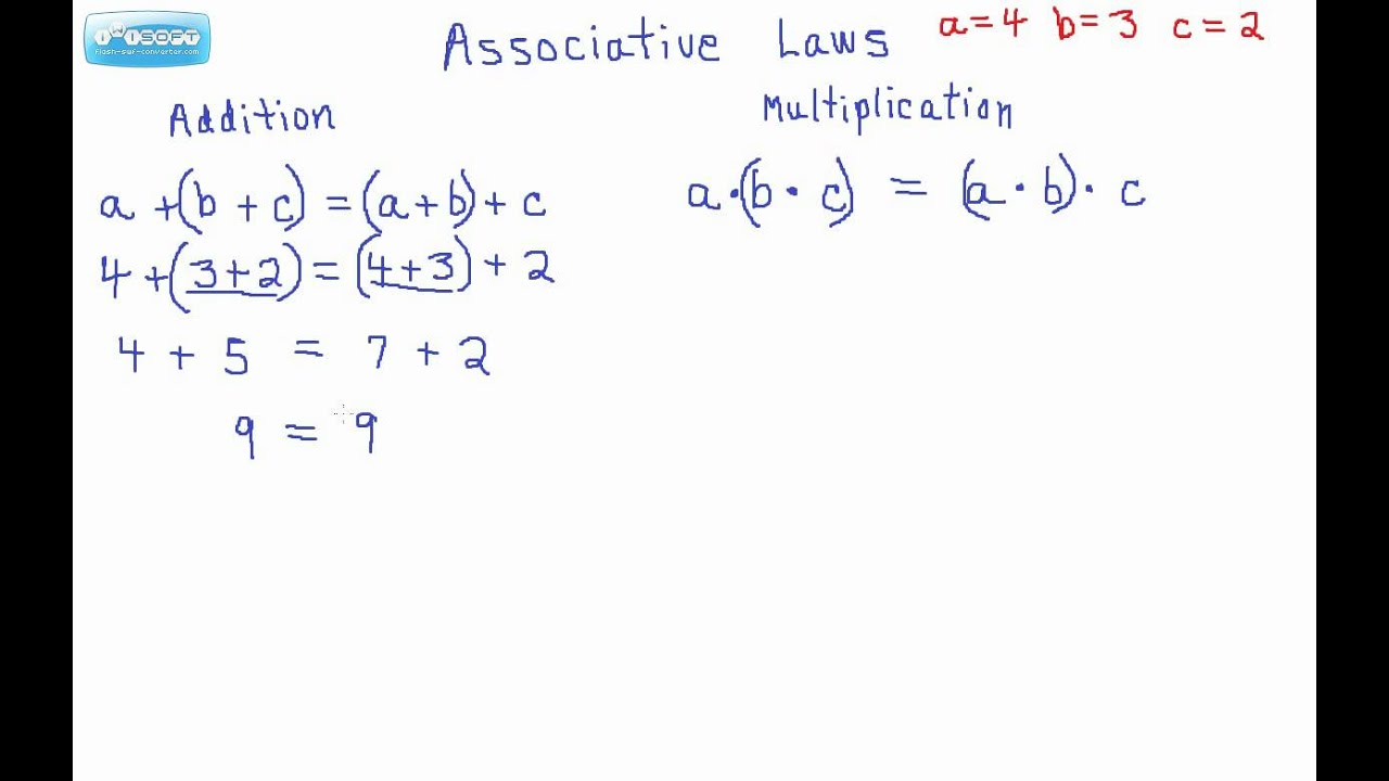 Associative Laws Of Addition And Multiplication YouTube