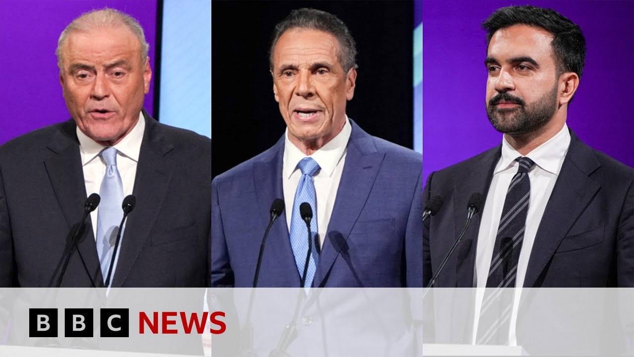New York City mayoral candidates clash over Trump and political experience | BBC News