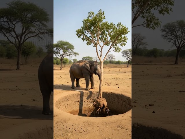 Hero Elephant Rescues Baby From Well! #rescue #animals #wildlife