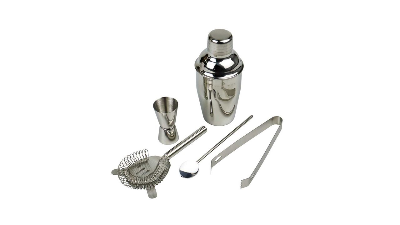 Pratinjau video produk One Two Cups 5in1 Bartender Cobbler Cocktail Shaker Jigger Set 350ml - AY8837