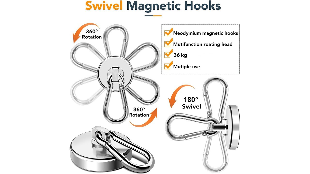 Pratinjau video produk Taffware Magnet Gantungan Serbaguna Carabiner Hook Neodymium 36kg - L32