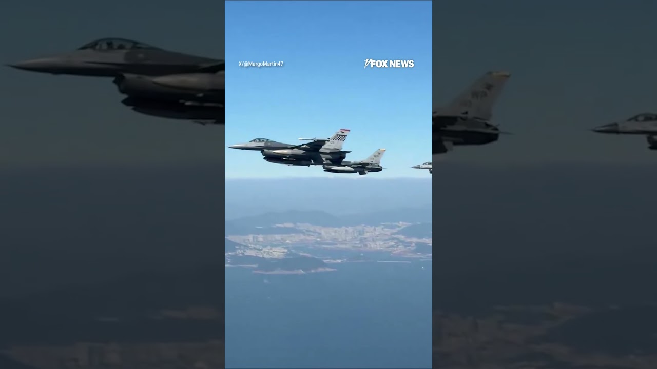 POWERFUL DISPLAY: F-16s from US, South Korea escort Air Force One #foxnews #news #us #southkorea