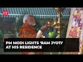 PM Modi lights 'Ram Jyoti' at his residence to mark the 'Pran Pratishtha' of Ram Lalla in Ayodhya