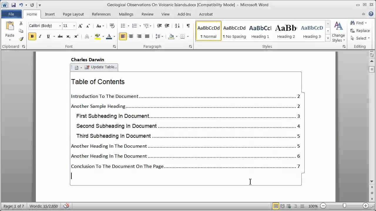 creating-a-table-of-contents-in-a-word-document-part-2-youtube