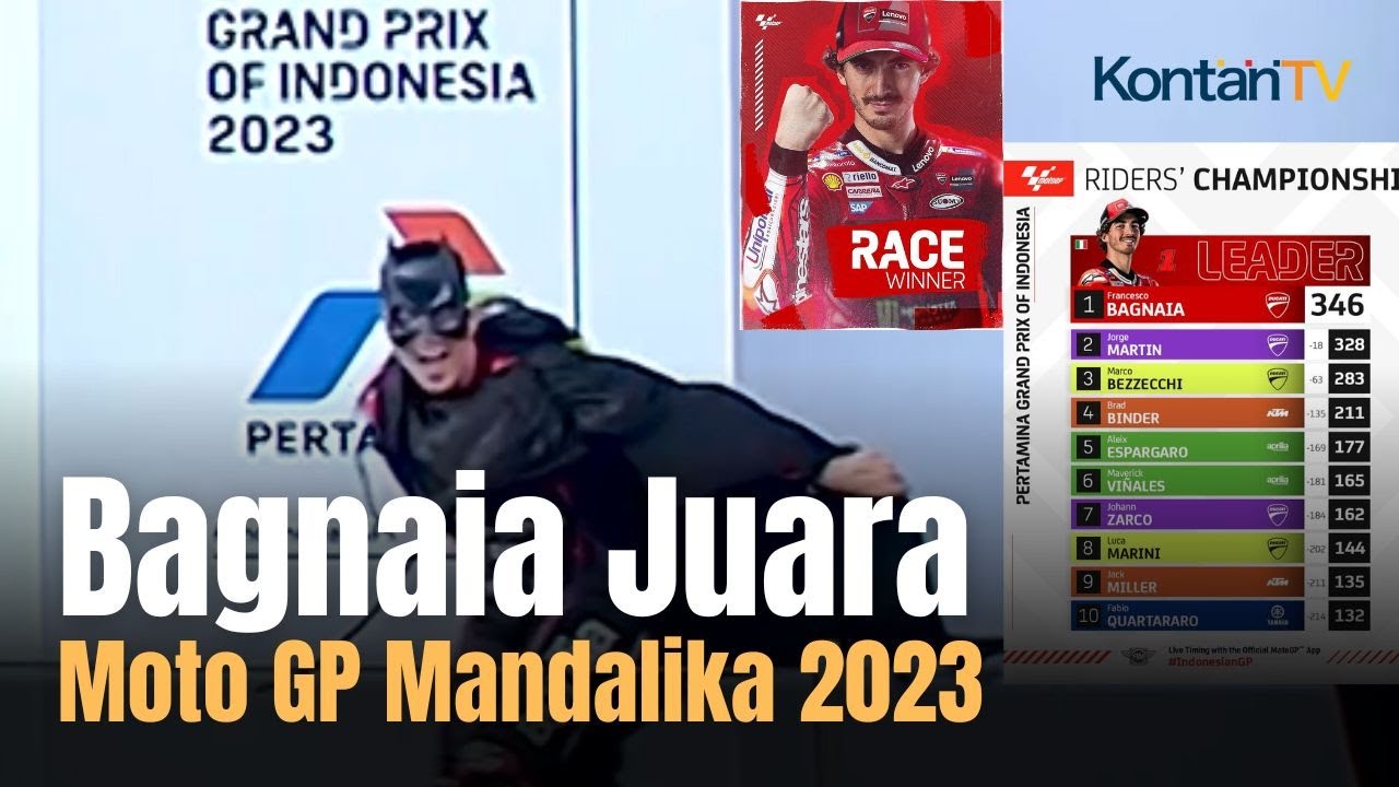 Hasil Moto GP Mandalika 2023, Francesco Bagnaia Juara