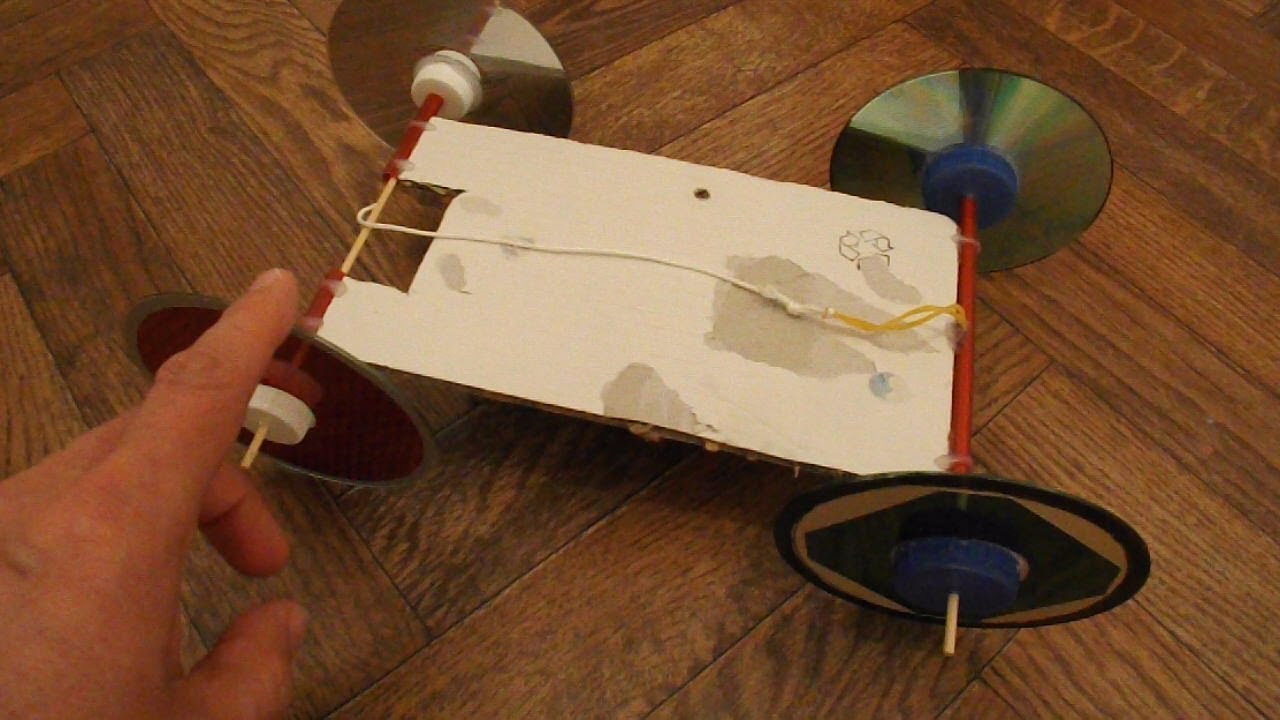 Single Rubber Band powered car - YouTube