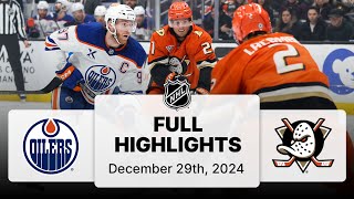 NHL Highlights | Oilers vs. Ducks - December 29, 2024