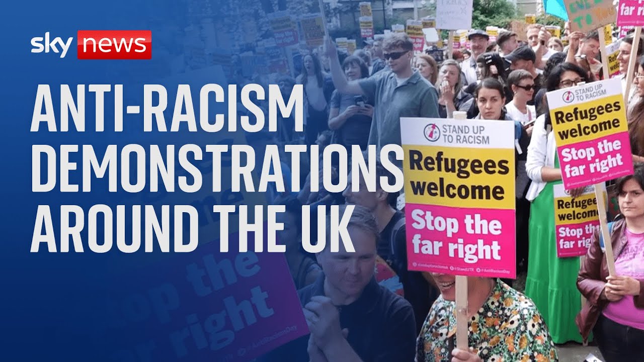 Anti-racism demonstrations take place around the UK