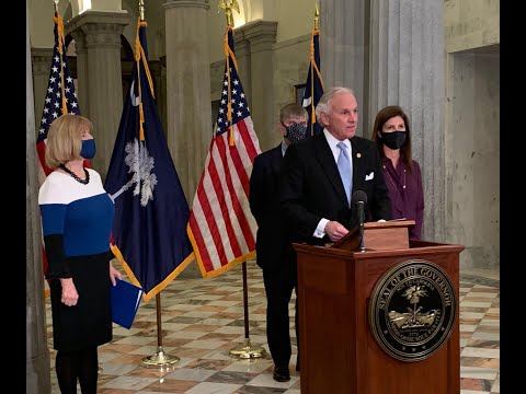 screenshot of youtube video titled Gov. Henry McMaster &amp; DHEC Announce Move to Vaccine Phase 1b