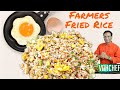 Bowl of Farm Picked Vegetables made into Fried Rice with Egg and Chicken - Mix Fried Rice Recipe