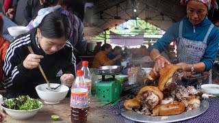 CHỢ BIÊN GIỚI VIỆT NAM - MÓN NGON HẤP DẪN,  LỢN ĐEN SẾP THÀNH HÀNG TẠI SÍN CHÉNG LÀO CAI