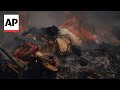 Ultra-Orthodox Jews burn bread on street fires on Passover Eve in Jerusalem